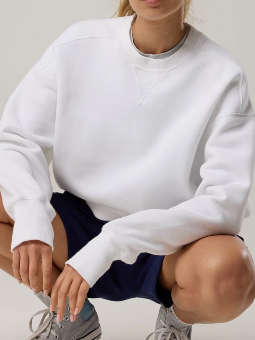 OFFLINE By Aerie Cloud Fleece Crewneck White